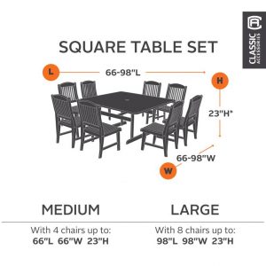 Dimensions for a Square Table and Chair Patio Furniture Set