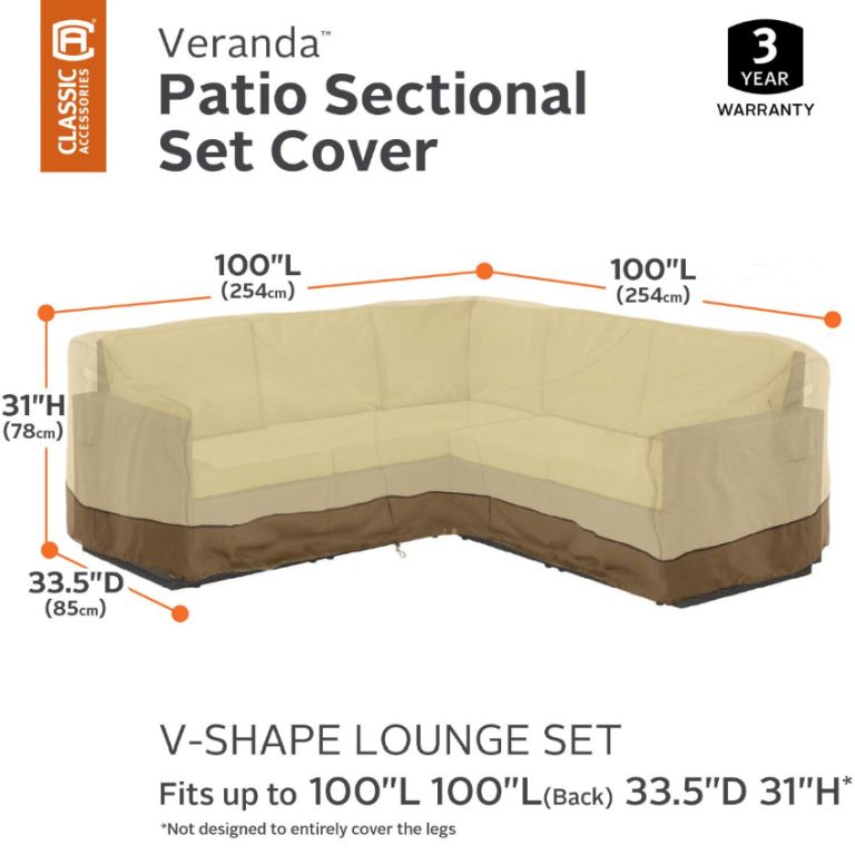 V Shape Sectional Sofa Furniture Cover, Patio V Shaped Sectional Sofa Cover